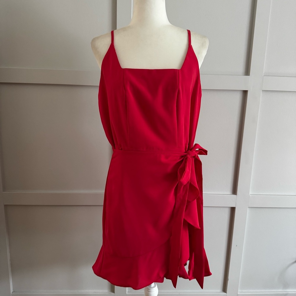 Chic Red Ruffle Mini Dress - Picture 3 of 8